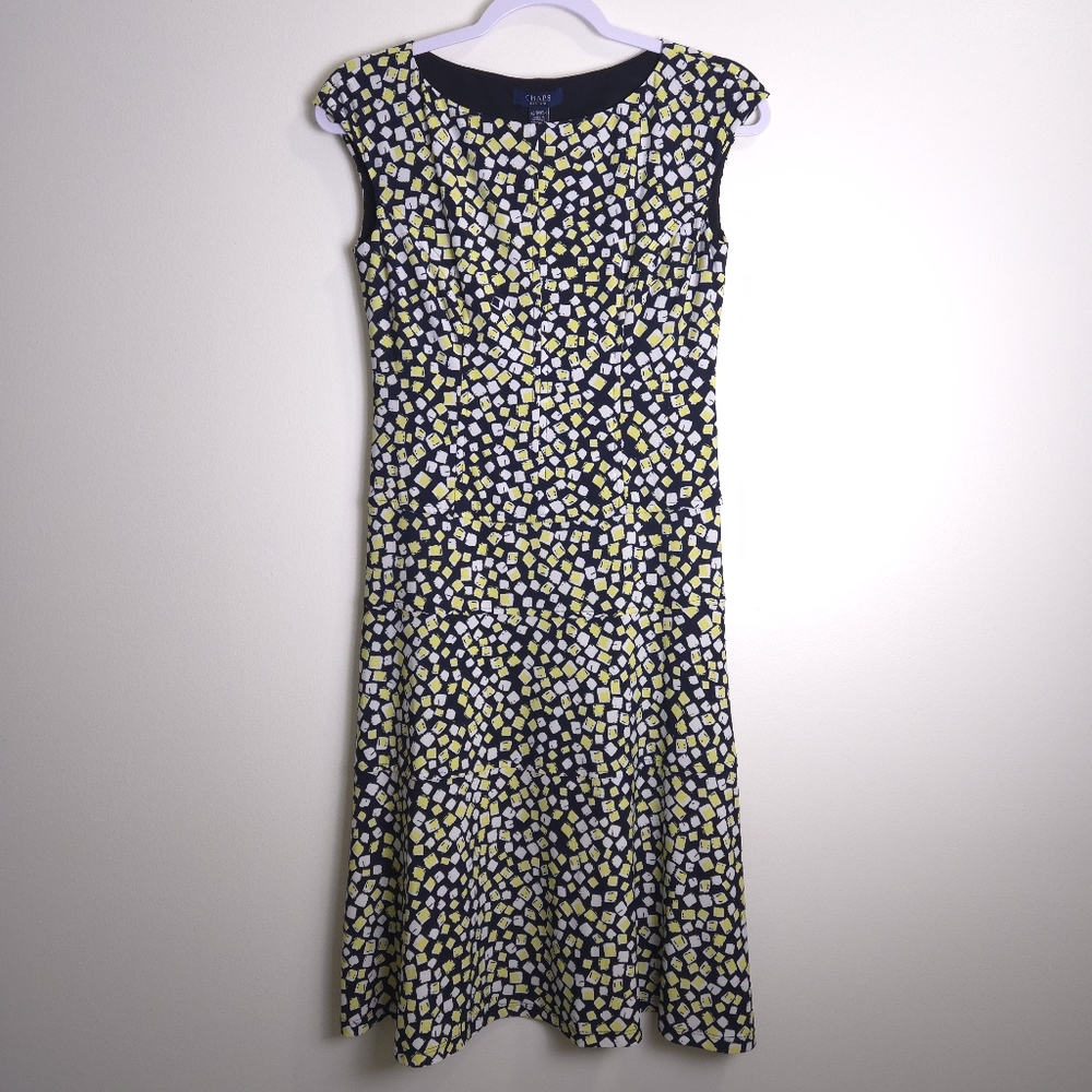 CHAPS Geometric A-Line‎ Stretch Cozy Comfy Jersey Midi Dress XS